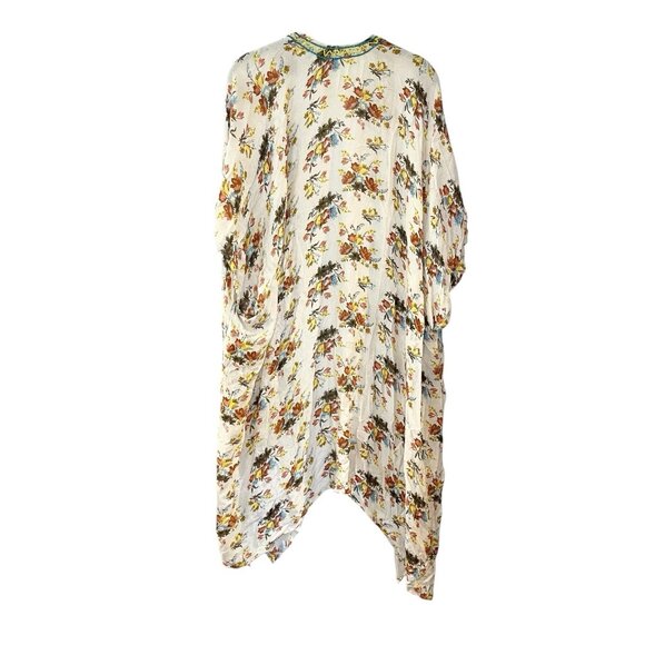 Lovestitch OS Open Kimono Kaftan Cover Up Beach Beaded Floral Boho Gypsy Swim - Picture 2 of 8